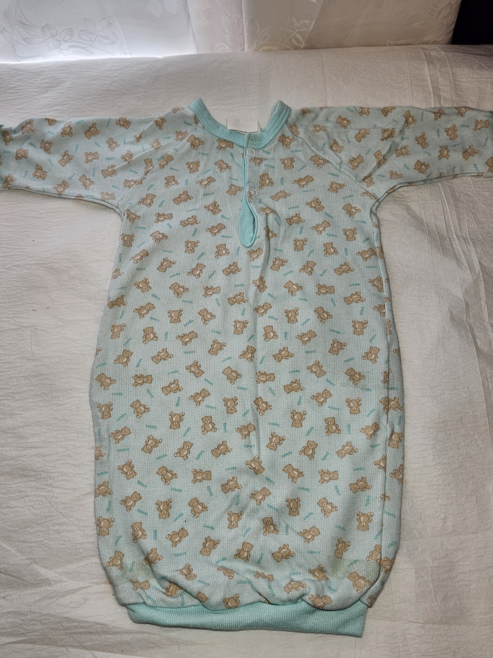 Gerber Light Blue Sleep Sack with Tan Teddy Bear Print